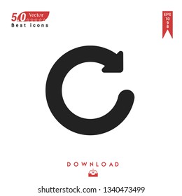 black refresh-arrow icon vector isolated on white background. Graphic design, material design, 2019 year best selling icons, mobile application, UI / UX design, EPS 10 format vector