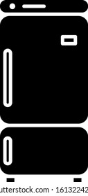Black Refrigerator icon isolated on white background. Fridge freezer refrigerator. Household tech and appliances.  Vector Illustration