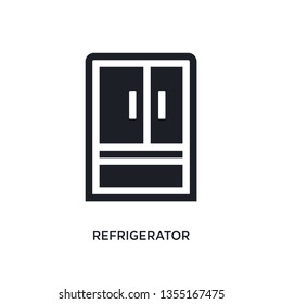 black refrigerator isolated vector icon. simple element illustration from furniture and household concept vector icons. refrigerator editable black logo symbol design on white background. can be use