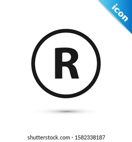 Black Registered Trademark icon isolated on white background.  Vector Illustration