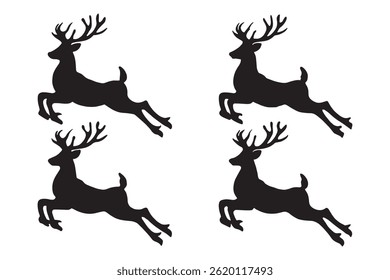 Black Reindeer Silhouettes deer head silhouette icon set vector illustration.