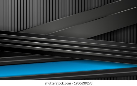 Black relief background with 3d shapes. Vector illustration