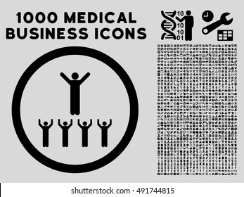 Black Religion Adepts vector rounded icon. Image style is a flat icon symbol inside a circle, light gray background. Bonus clip art has 1000 healthcare business pictographs.