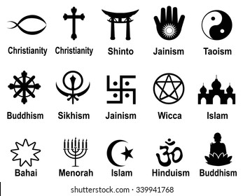 black religious symbols icons set