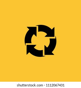 Black Reload Icon on Yellow Background