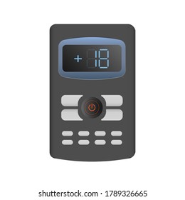 Black remote control from the air conditioner 3d. Realistic vector remote control. Isolated on white background.