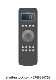 Control remoto negro del acondicionador de aire 3d. Control remoto vectorial realista. Aislado sobre fondo blanco.