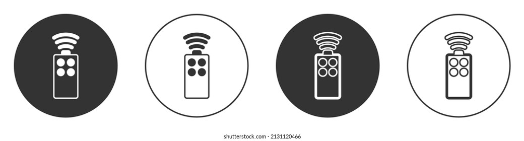 Black Remote control for the camera icon isolated on white background. An auxiliary device that allows you to work with a camera from a distance. Circle button. Vector