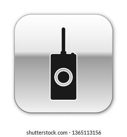 Black Remote control icon isolated on white background. Silver square button. Vector Illustration