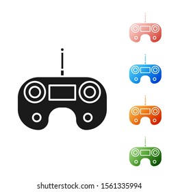 Black Remote control icon isolated on white background. Set icons colorful. Vector Illustration