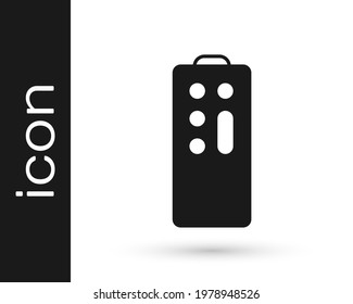 Icono de control remoto negro aislado en fondo blanco.  Vector