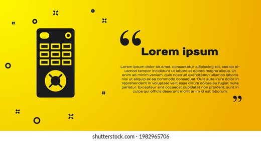 Black Remote control icon isolated on yellow background.  Vector Illustration