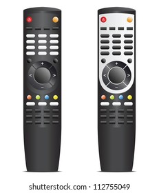 Black remote control. Isolated vector illustration