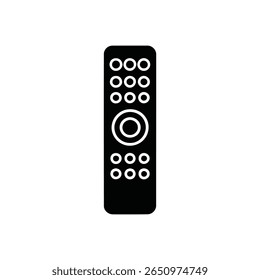 A black remote control with white circles