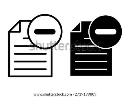 Black remove file icons used for clearing documents erasing content deletion processes cleaning tasks and structured record management.