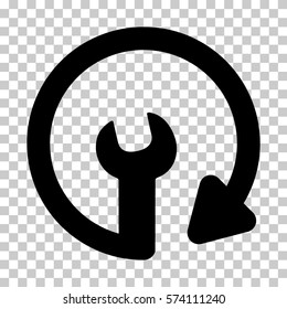 Black Repeat Service toolbar icon. Vector pictogram style is a flat symbol on chess transparent background.