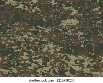Black Repeated Abstract Vector Military Textile. Seamless Brown Grunge Graphic Soldier Background.  Beige Repeated Color Vector Commando Print. Seamless Dark Graphic Army Design. 