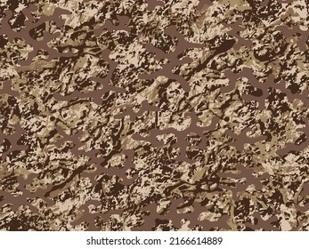 Black Repeated Colorful Graphic Commando Fabric. Seamless Brown Abstract Vector Camouflage Print.  Desert Repeated Monochrome Graphic Soldier Pattern. Seamless Khaki Vector Military Background. 