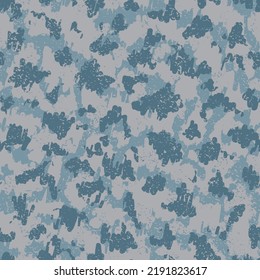 Black Repeated Digital Graphic Background. Green Repeated Army Graphic Art. Blue Camouflage Seamless Pattern. Blue Seamless Halftone Vector Wallpaper. Camouflage Color