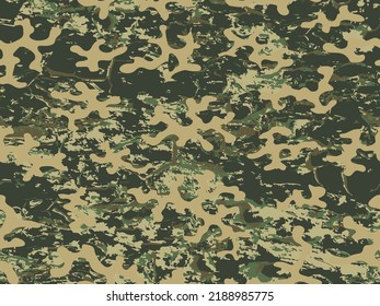 Black Repeated Modern Graphic Military Fabric. Seamless Desert Fashion Vector Camo Wallpaper.  Green Repeated Monochrome Vector Camouflage Art. Seamless Dark Graphic Combat Textile. 