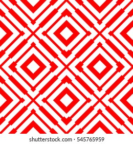 Black repeated stylized rhombuses on white background. Diamonds wallpaper. Seamless surface pattern design with symmetrical quadrangles ornament. Optical art motif. Digital paper for print. Vector