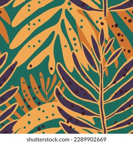 Black Repeated Summer Retro Branch Ornament Wallpaper. Green Seamless Abstract Beauty Flora Set Vector. Light Repetitive Creative Tree Template Background.