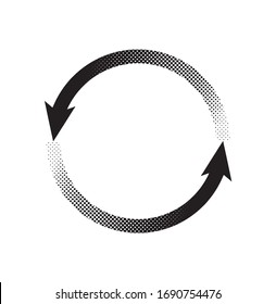 Black replay or reload, Loop, Refresh Arrowhead symbol glyphs Halftone design icon for simple interface concept elements, app ui ux web button logo, modern graphic glyphs flat design.