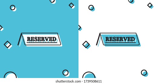 Black Reserved icon isolated on blue and white background. Random dynamic shapes. Vector Illustration