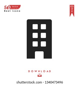 black residential-block icon vector isolated on white background. Graphic design, material design, 2019 year best selling icons, mobile application, UI / UX design, EPS 10 format vector