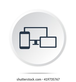 Black Responsive Media Design icon on white web button