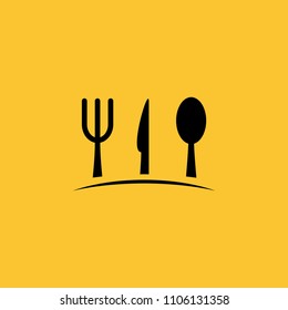 Black Restaurant Icon on Yellow Background