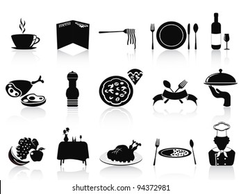 black restaurant icons set