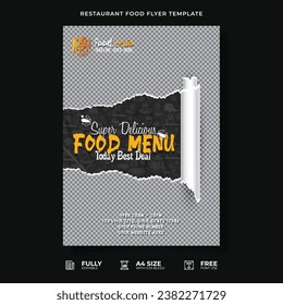 Black restaurant menu design with crack texture (grunge patten background), premium frame pattern (stripe border). Elegant luxury cover template for creative Cafe Menu, luxe carte, invite, notebook