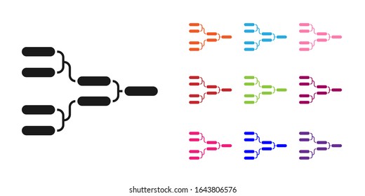 Black Results and standing tables scoreboard championship tournament bracket icon isolated on white background. Set icons colorful. Vector Illustration