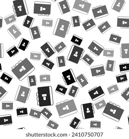 Black Resume icon isolated seamless pattern on white background. CV application. Searching professional staff. Analyzing personnel resume.  Vector