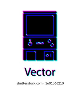 Black Retro arcade game machine icon isolated on white background.  Vector Illustration