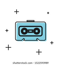 Black Retro audio cassette tape icon isolated on white background.  Vector Illustration