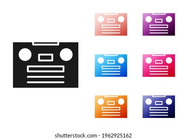 Black Retro audio cassette tape icon isolated on white background. Set icons colorful. Vector Illustration