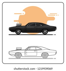 black retro car easy editable eps10