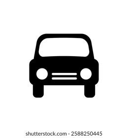 Black retro car icon on white background. Simple vector symbol.