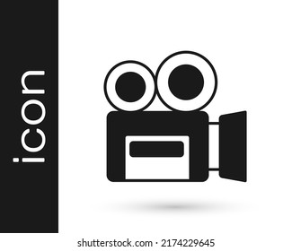 Black Retro cinema camera icon isolated on white background. Video camera. Movie sign. Film projector.  Vector