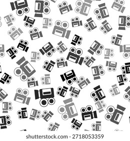 Schwarzes Retro-Kamerasymbol, nahtloses Muster auf weißem Hintergrund. Videokamera. Filmschild. Filmprojektor.  Vektorgrafik
