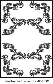 Black retro corner nice frame element on white