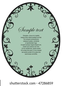 Black retro floral frame with copy space