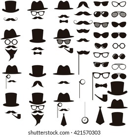 Black retro gentleman icons set