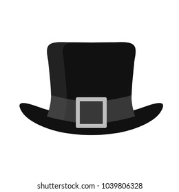 Black retro hat isolated on white background, vector illustration