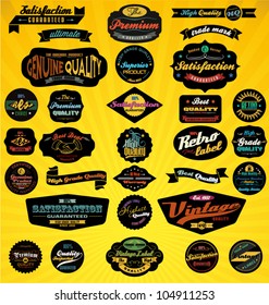 Black Retro Labels Collection. Vector Illustration.