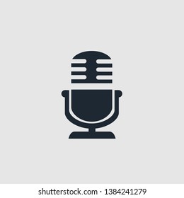 Black retro microphone flat icon