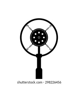 black retro microphone on white background. concept of news, message, announce, on the air, show, pod casting, recording, journalism. flat style trend modern design vector illustration