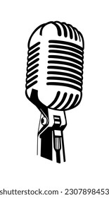 Black retro microphone. Vector Illustration